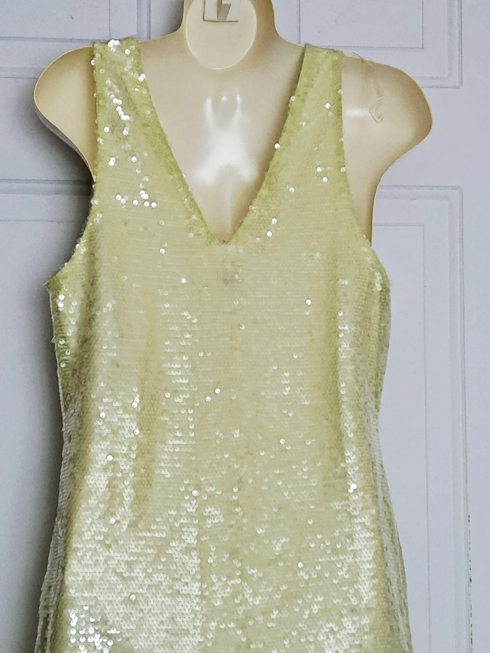 a new day Women's Pale Yellow Sequin V-Neck Mini Dress